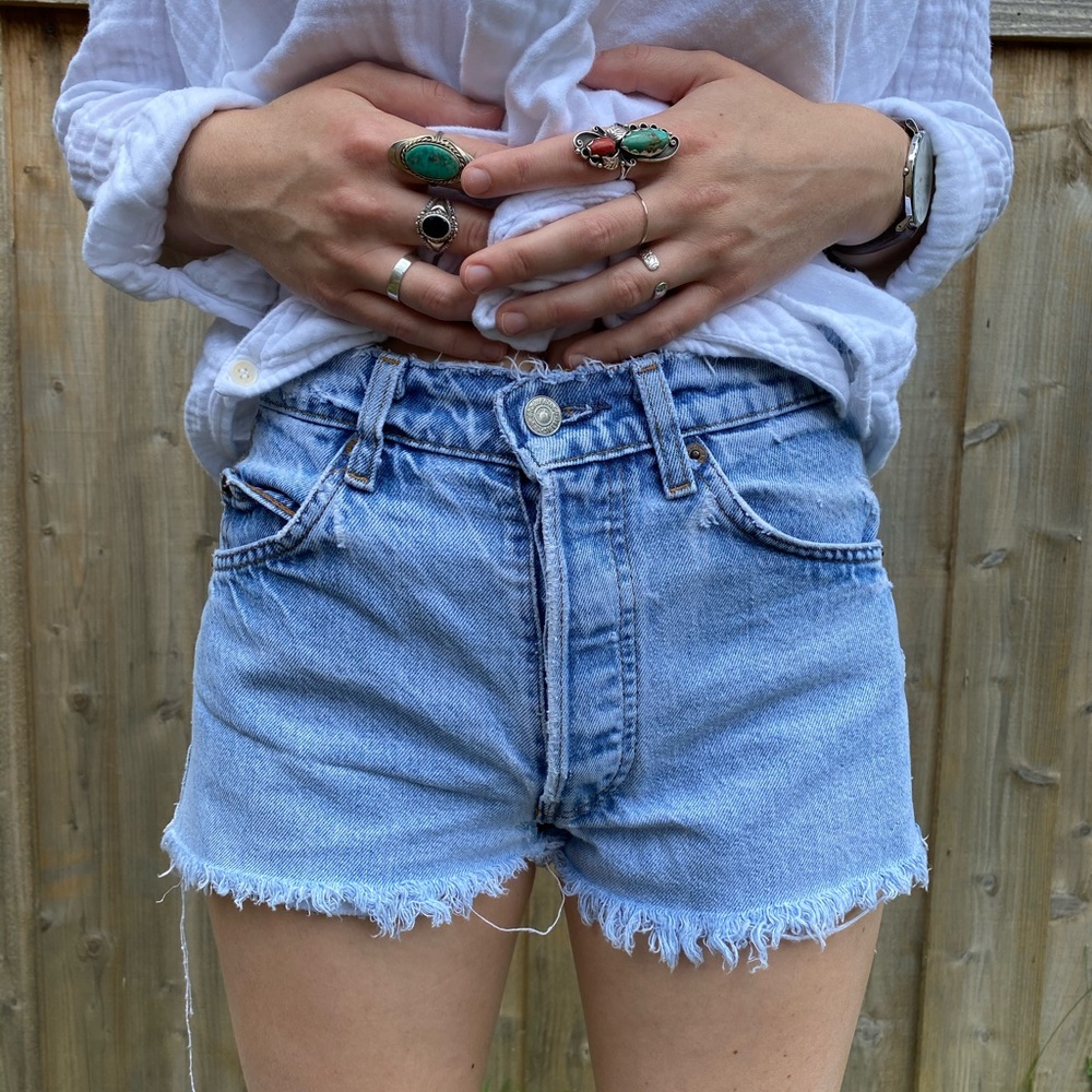 Levi’s distressed high waisted shorts orange tab